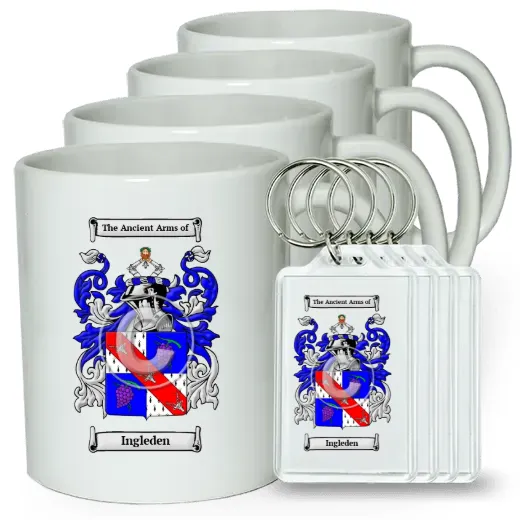 Ingleden Set of 4 Coffee Mugs and Keychains