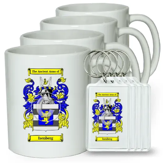 Isenberg Set of 4 Coffee Mugs and Keychains