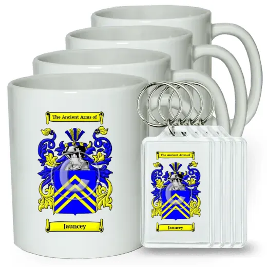Jauncey Set of 4 Coffee Mugs and Keychains