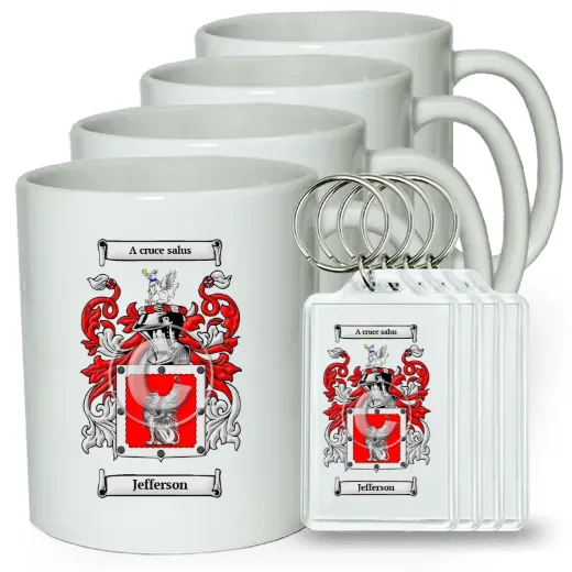Jefferson Set of 4 Coffee Mugs and Keychains