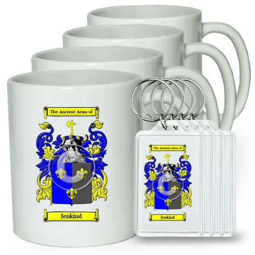 Jenkind Set of 4 Coffee Mugs and Keychains