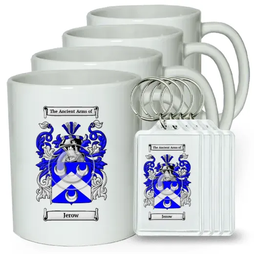 Jerow Set of 4 Coffee Mugs and Keychains