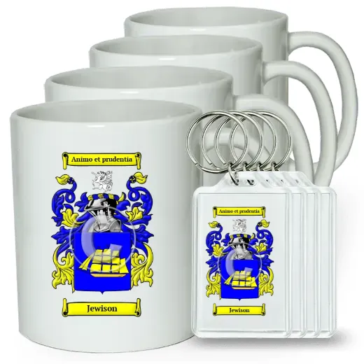 Jewison Set of 4 Coffee Mugs and Keychains