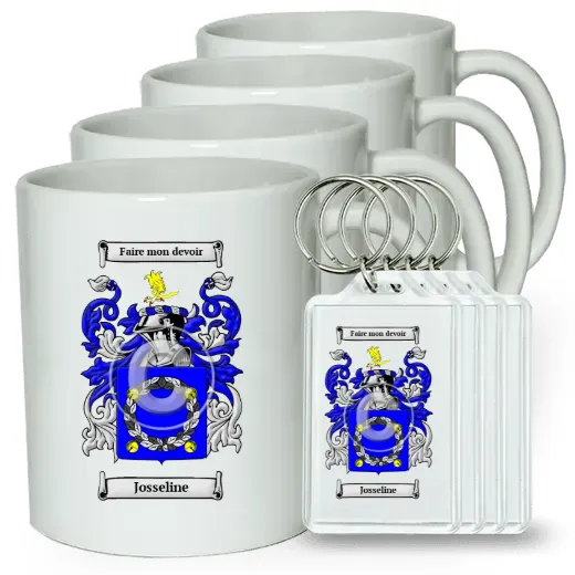 Josseline Set of 4 Coffee Mugs and Keychains