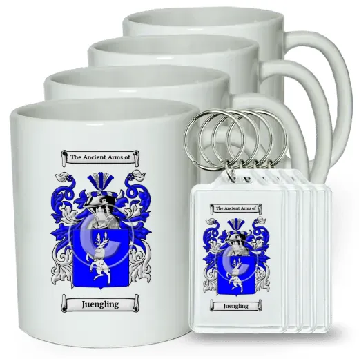 Juengling Set of 4 Coffee Mugs and Keychains