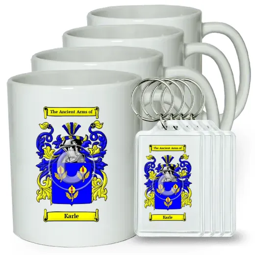Karle Set of 4 Coffee Mugs and Keychains