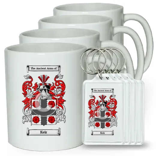 Keir Set of 4 Coffee Mugs and Keychains