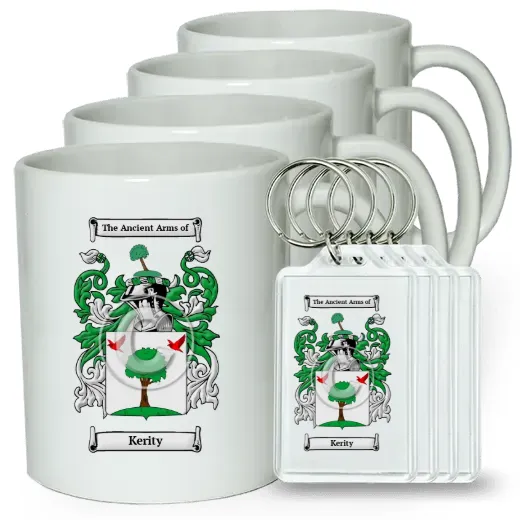 Kerity Set of 4 Coffee Mugs and Keychains