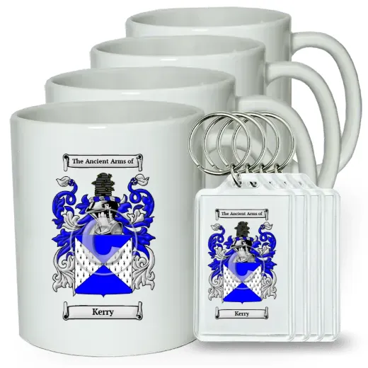 Kerry Set of 4 Coffee Mugs and Keychains