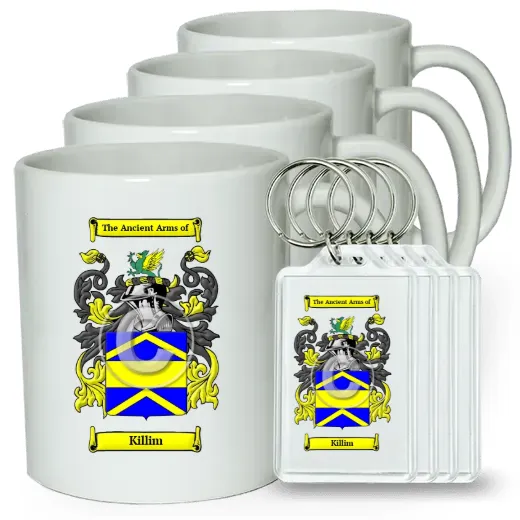 Killim Set of 4 Coffee Mugs and Keychains