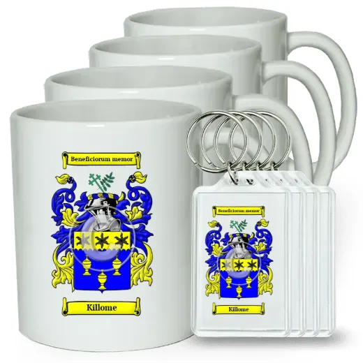 Killome Set of 4 Coffee Mugs and Keychains