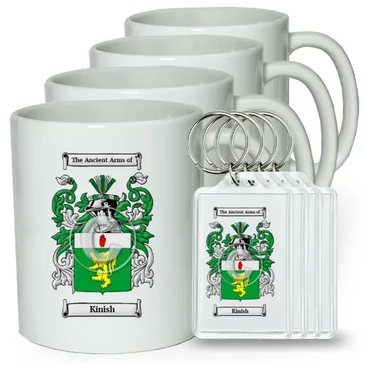 Kinish Set of 4 Coffee Mugs and Keychains