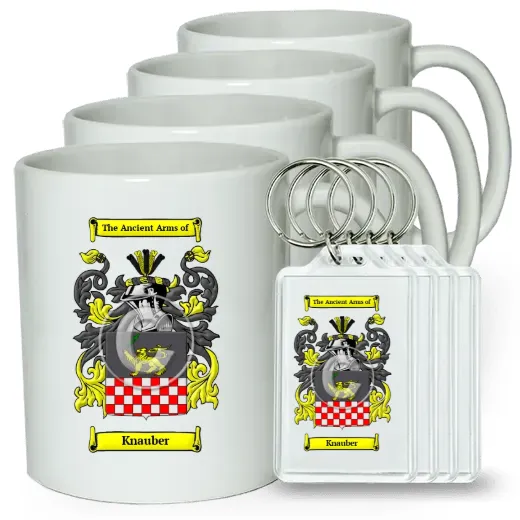 Knauber Set of 4 Coffee Mugs and Keychains
