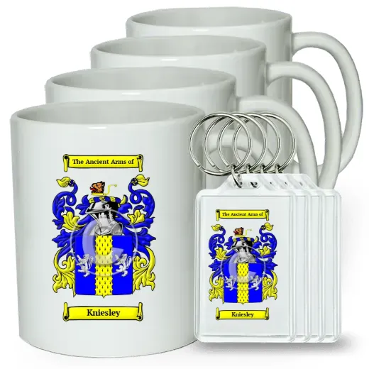 Kniesley Set of 4 Coffee Mugs and Keychains