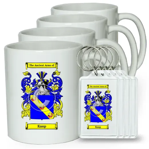 Knup Set of 4 Coffee Mugs and Keychains