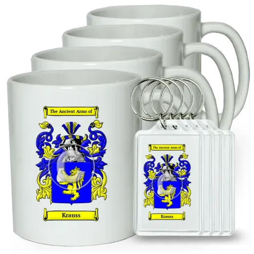 Krauss Set of 4 Coffee Mugs and Keychains
