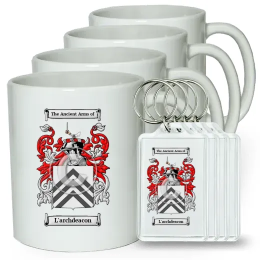 L'archdeacon Set of 4 Coffee Mugs and Keychains