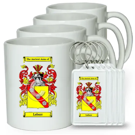 Labarr Set of 4 Coffee Mugs and Keychains