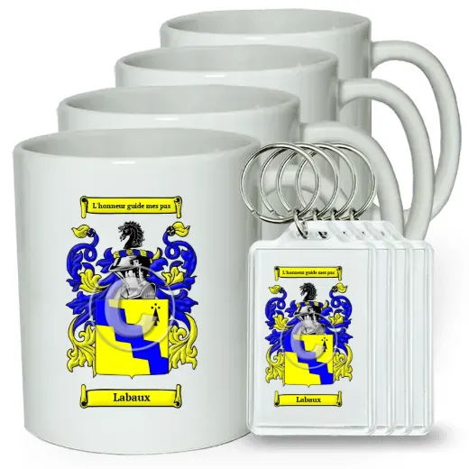 Labaux Set of 4 Coffee Mugs and Keychains