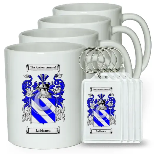 Labianca Set of 4 Coffee Mugs and Keychains