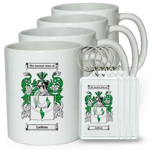 Ladron Set of 4 Coffee Mugs and Keychains