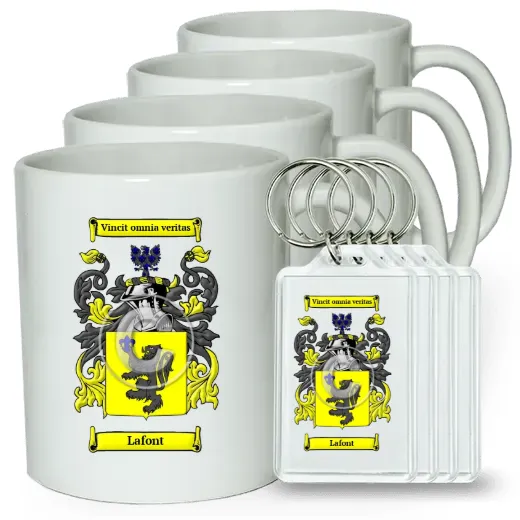 Lafont Set of 4 Coffee Mugs and Keychains