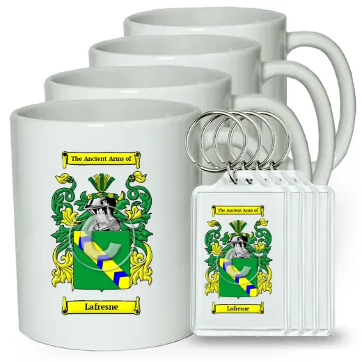 Lafresne Set of 4 Coffee Mugs and Keychains