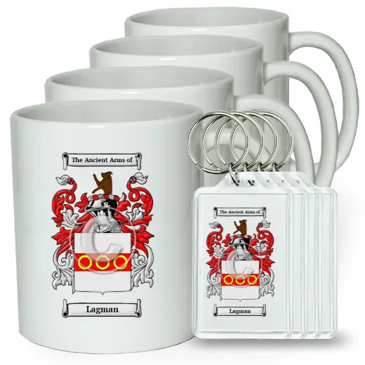 Lagman Set of 4 Coffee Mugs and Keychains
