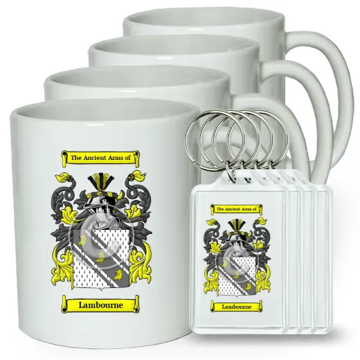 Lambourne Set of 4 Coffee Mugs and Keychains