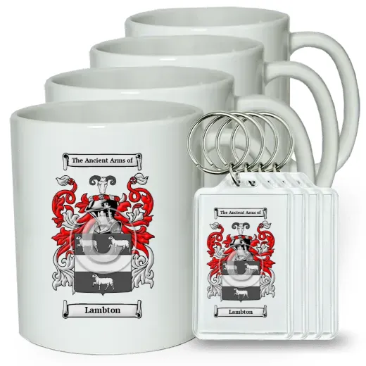 Lambton Set of 4 Coffee Mugs and Keychains