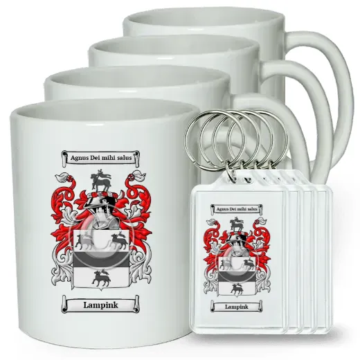Lampink Set of 4 Coffee Mugs and Keychains