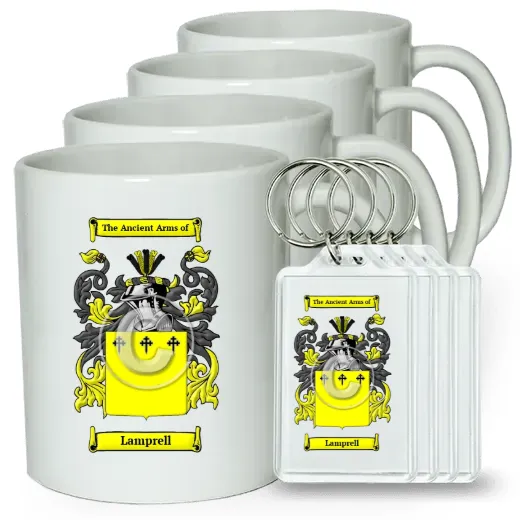 Lamprell Set of 4 Coffee Mugs and Keychains