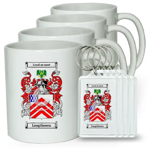 Langthourn Set of 4 Coffee Mugs and Keychains