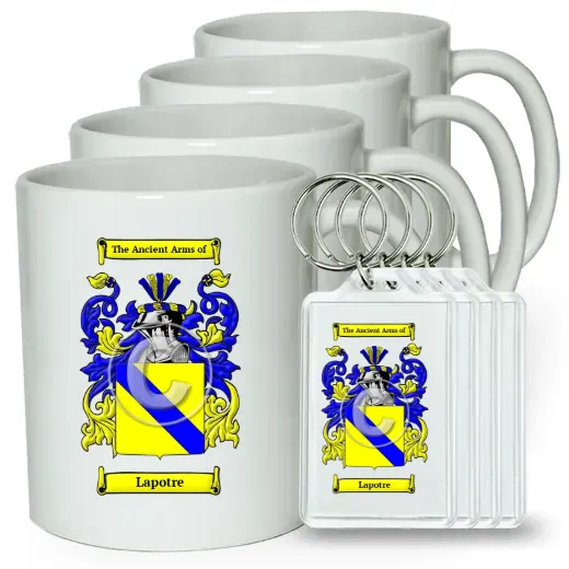 Lapotre Set of 4 Coffee Mugs and Keychains