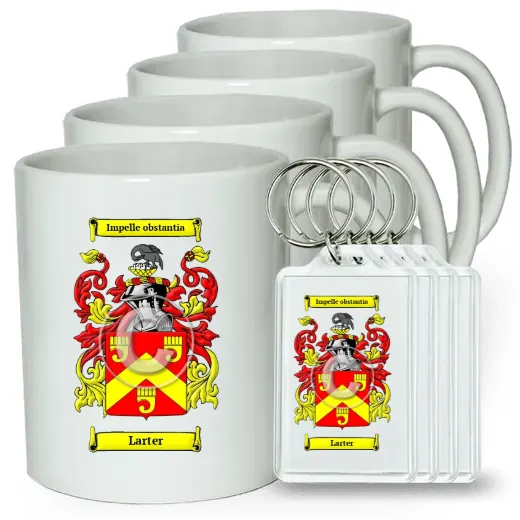 Larter Set of 4 Coffee Mugs and Keychains