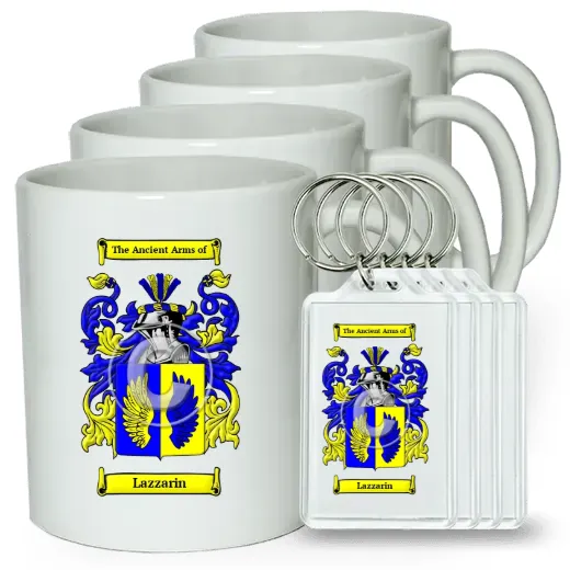 Lazzarin Set of 4 Coffee Mugs and Keychains