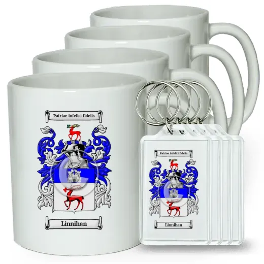 Linnihan Set of 4 Coffee Mugs and Keychains