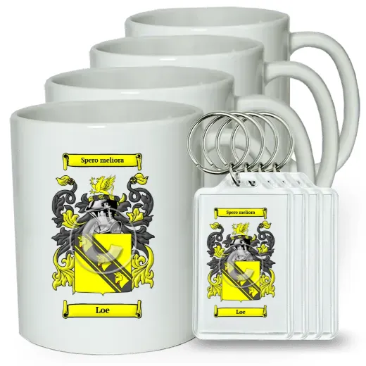 Loe Set of 4 Coffee Mugs and Keychains