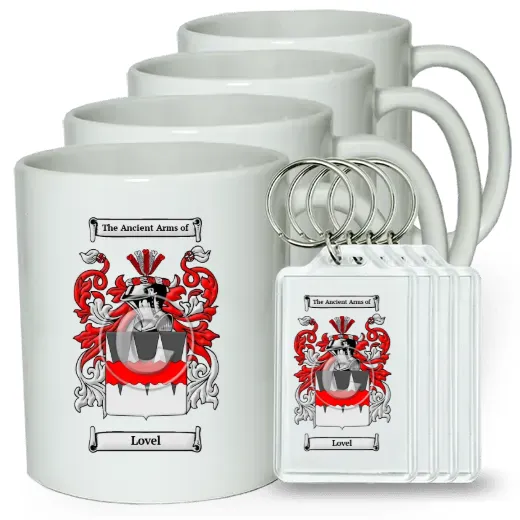 Lovel Set of 4 Coffee Mugs and Keychains
