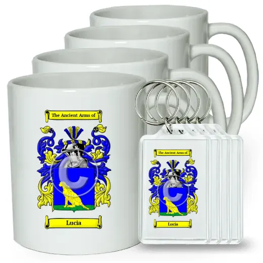 Lucia Set of 4 Coffee Mugs and Keychains