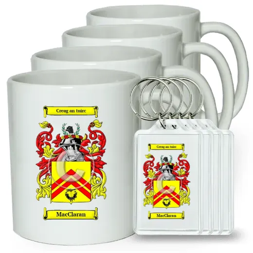 MacClaran Set of 4 Coffee Mugs and Keychains