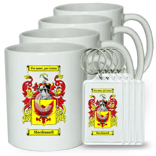 MacDonnell Set of 4 Coffee Mugs and Keychains