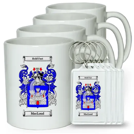 MacLoud Set of 4 Coffee Mugs and Keychains
