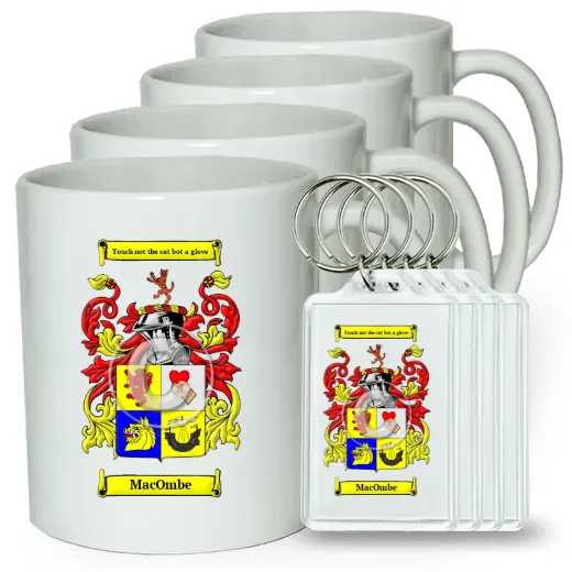 MacOmbe Set of 4 Coffee Mugs and Keychains