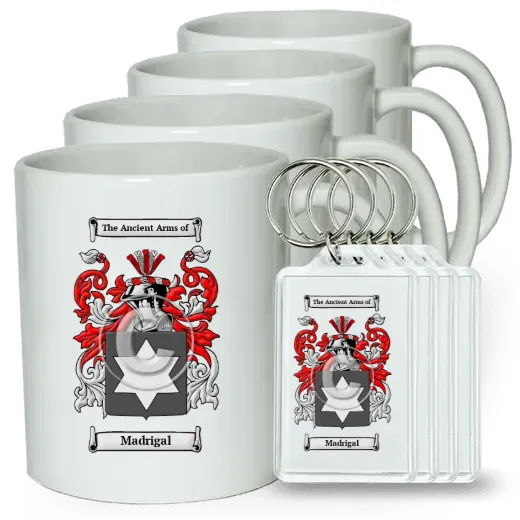 Madrigal Set of 4 Coffee Mugs and Keychains
