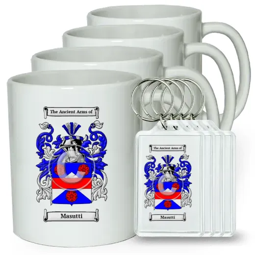 Masutti Set of 4 Coffee Mugs and Keychains