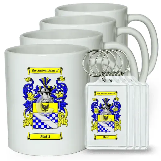 Matti Set of 4 Coffee Mugs and Keychains