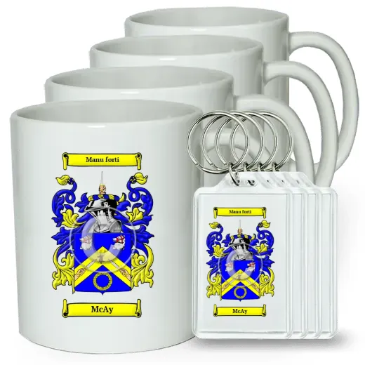 McAy Set of 4 Coffee Mugs and Keychains