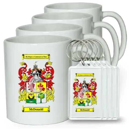 McDonald Set of 4 Coffee Mugs and Keychains