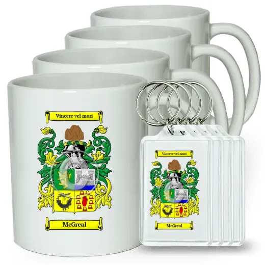 McGreal Set of 4 Coffee Mugs and Keychains